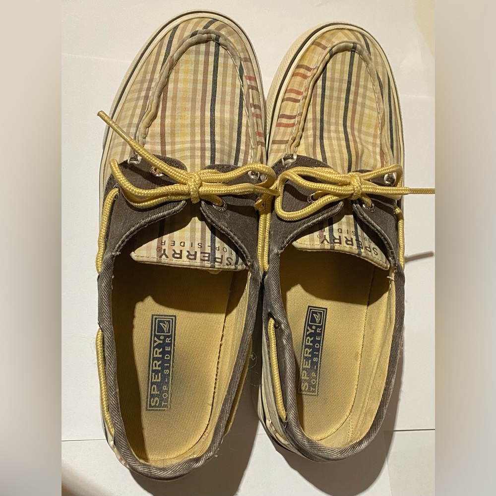 💰5/$25 Sperry Top-Sider Plaid Canvas Boat Shoes Women’s Size 7m